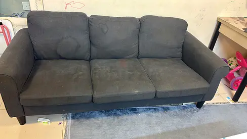 3-Seater Dark Grey Fabric Sofa - Used, Good Structure