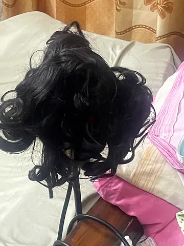 Black Curly Synthetic Wig - Good Condition