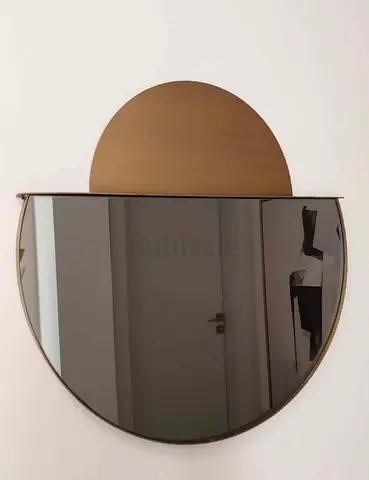 Modern Half-Moon Decorative Wall Mirror with Brass Frame