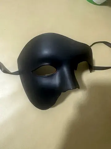 Black Half-Face Masquerade Mask with Ribbon Tie