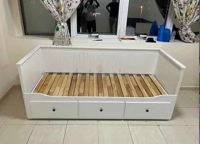 IKEA Hamnes Day bed with 3 storage drawers underneath and with 2 IKEA mattresses