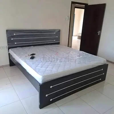 Queen size wooden bed frame with mattress - ready to use