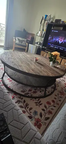 Round Natural Wood Coffee Table