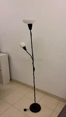 Tall black floor lamp with dual lights (standing lamp)