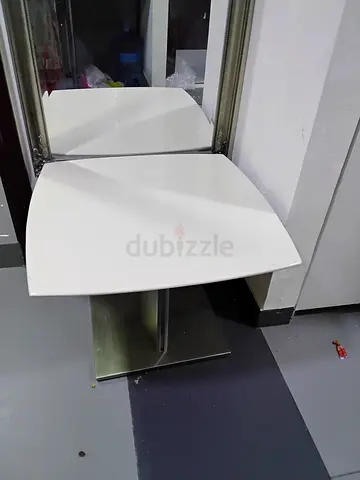 White modern table with metal base - good condition