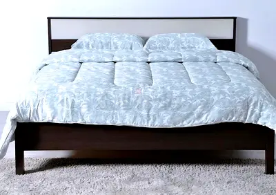 Dark Wood Double Bed Frame with Headboard with side tables - Good Condition
