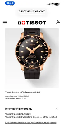 Tissot Seastar 1000 Powermatic 80 - Mens Dive Watch (Rose Gold Tone)