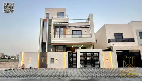 Classic Villa for Sale in Al Yasmeen Ajman | 5 Master BR + Roof + Pool + Lift | Corner on Two Streets | All Inclusive