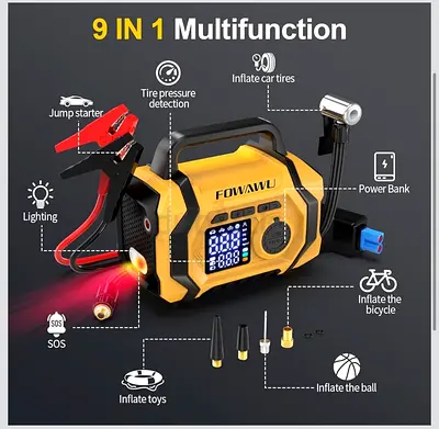 FOWAWU 8000A 26800mAh Jump Starter with Air Compressor, Car Battery Jumper Starter Power Bank (ALL G