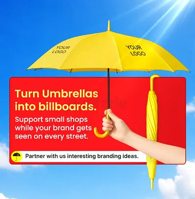 Yellow Promotional Umbrella with Custom Logo (Single) - Good Condition