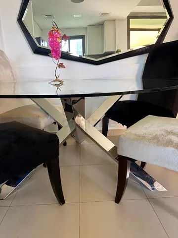 Pre-Loved dining table with 4 velvet chairs. Need it to go soon, hence the price.