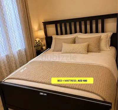HEMNES Bed frame with mattress 180x200 cm = AED 400