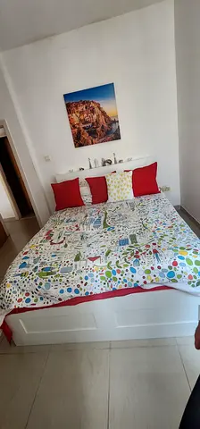 HOT DEAL🔥: Brimnes Bed with Storage and Headboard White Colorful Bedding - excellent Condition