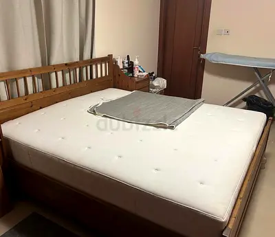 KING Size Bed Set+ IKEA Mattress(1 year old)..Leaving out (location:Al Mamzar Dubai)