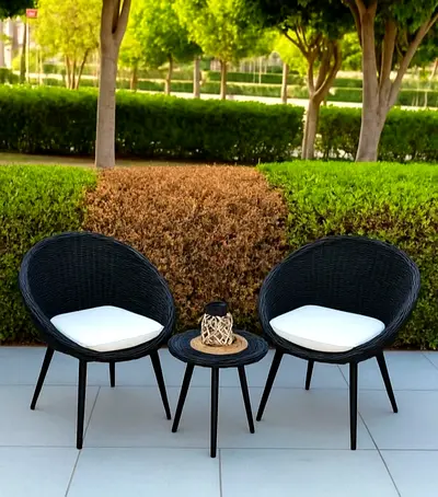 outdoor garden pvc wicker balcony chair table set