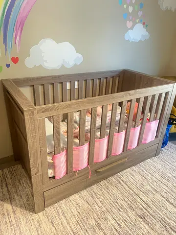 Mamas and papas Convertible Baby Crib that Converts to Toddler Bed - Solid Wood, Grey Finish