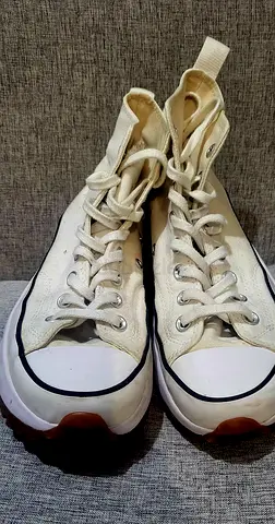 White High-Top Canvas Sneakers — Used, Good Condition