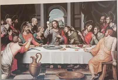 Framed Reproduction: The Last Supper Style Religious Painting