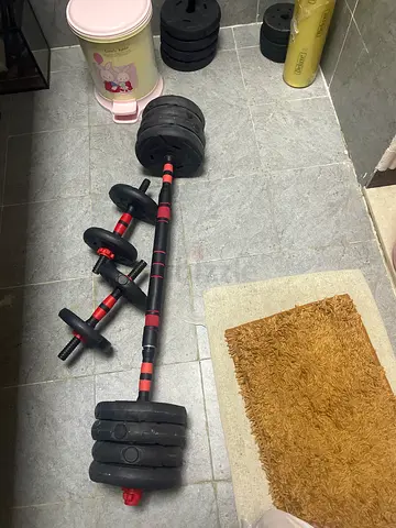 Adjustable Barbell and Dumbbell Set with Weight Plates (Good Condition)