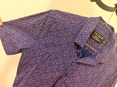 Blue patterned long-sleeve mens shirt (Topman) - Small size TOPMAN