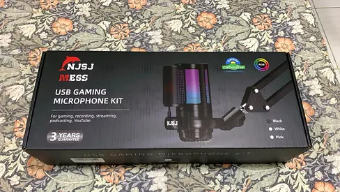 NJSJ USB Gaming Microphone Kit with Boom Arm - RGB, Brand New in Box