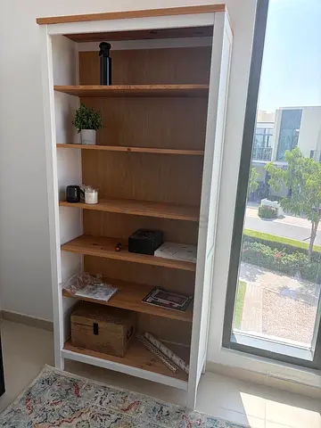 Tall Wooden Bookcase with White Frame - Good Condition