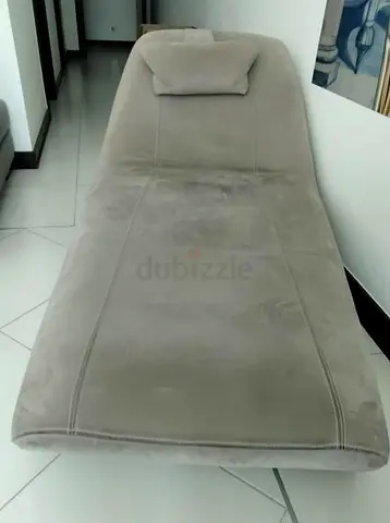 Grey suede chaise lounge with head cushion - good condition