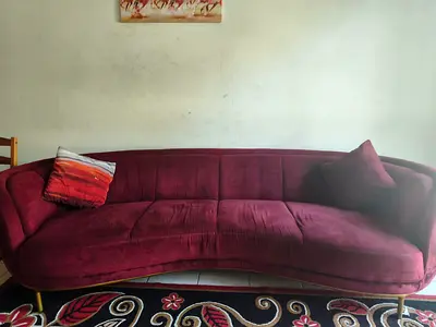 Reglan 4-Seater Velvet Sofa - Deep Red