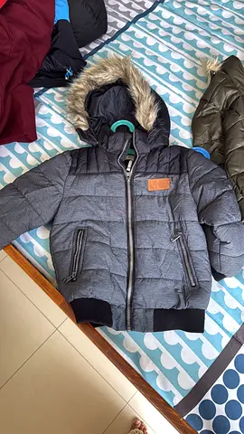 Grey padded winter jacket with faux fur hood - Kids size (good condition) size 2-3 and other one is