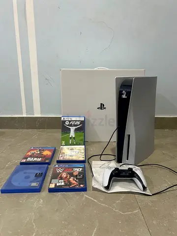 PlayStation 5 Console with Controller and 4 Games - Good Condition