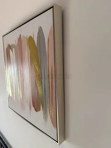 Framed Abstract Wall Art Painting with Gold Accents - 63x63 cm