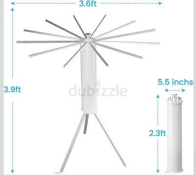 Foldable Outdoor/Indoor 12-Arm Umbrella Clothes Drying Rack - Tripod Stand