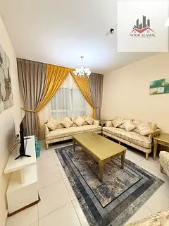 Sharjah, Al Taawun area: One bedroom apartment with living room, kitchen, two bathrooms, and balcony