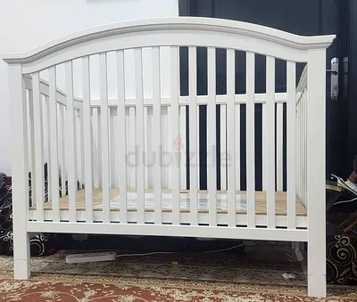 White Wooden Baby Crib - Good Condition