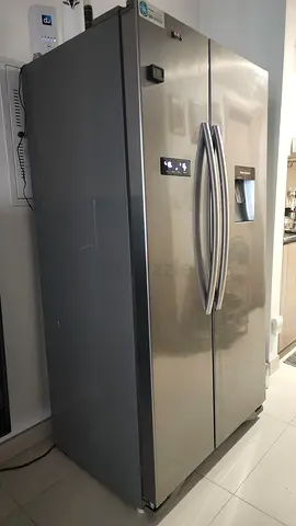 Large stainless steel double-door refrigerator - good condition