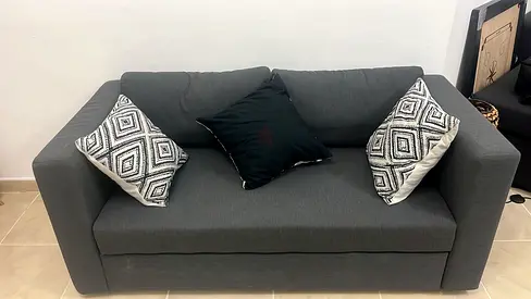 Dark Grey 3-Seater Sofa — Good Condition, Minimalist Design