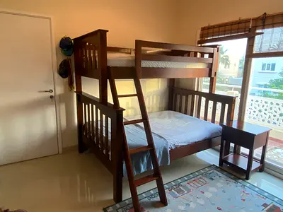 Pottery Barn Bunk Bed with Ladder and Side Table - Good Condition