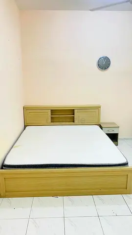 Queen bed frame with headboard storage and mattress