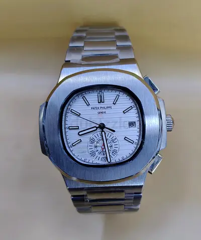 Patek Philippe-style Stainless Steel Mens Master Copy Watch, White Dial