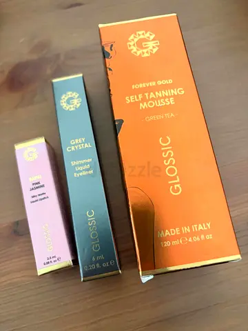 Glossic self-tanning mousse + shimmer eyeliner  mini lipstick - new