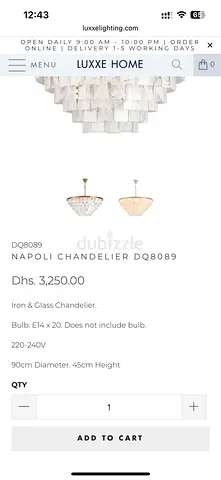 Luxx Lighting Napoli Metal  Glass Chandelier - 90cm Diameter, 45cm Height (DQ8089)