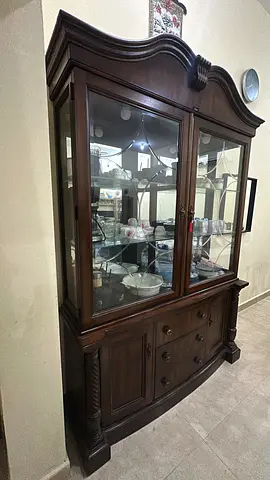 Solid Wood Glass Display Cabinet / China Cabinet - Classic Dark Finish