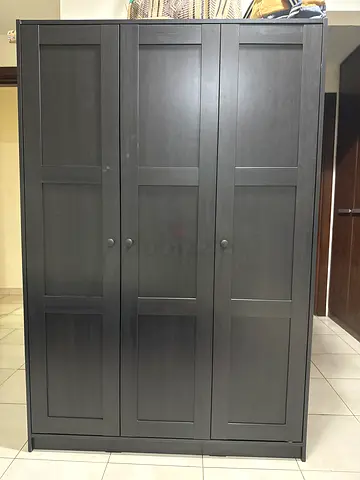 Dark Wood 3-Door Wardrobe / Armoire – Good Condition