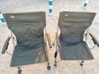 Set of 2 Folding Camping Chairs with Armrests - Used