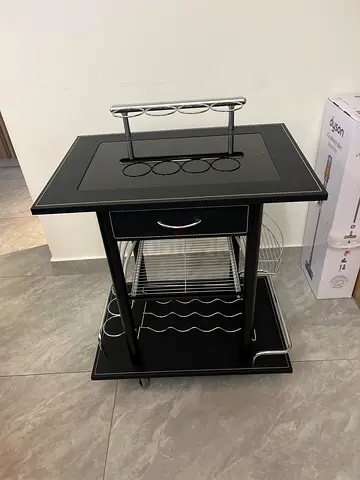 Compact bar / kitchen trolley with wine rack and storage shelves