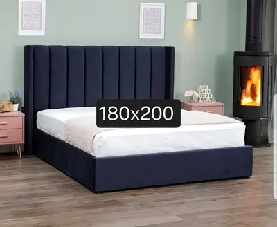 Stylish King Size Luxury Velvet Bed Including Spring Mattress