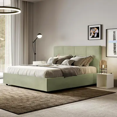 Minimalist Upholstered Queen/King Bed with Padded Headboard - available in 6 colors