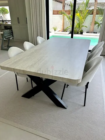Modern Porcelain-Top Dining Table with X-Base