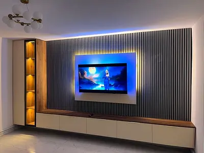 Modern Wall-Mounted Entertainment Unit with LED Backlighting