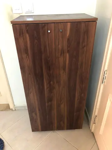 Slim Wooden Shoe Cabinet / Storage Cupboard - Walnut Finish